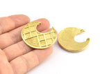 Brass Ethnic Pendant, 1 Raw Brass Ethnic Pendants With 2 Loops (37x33mm) E278