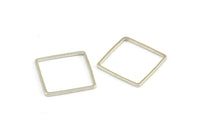 Silver Square Charm, 25 Silver Tone Square Connectors (16mm) Bs-1119 H0286