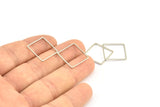 Silver Square Charm, 25 Silver Tone Square Connectors (16mm) Bs-1119 H0286