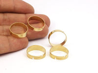 Brass Adjustable Ring - 24 Raw Brass Adjustable Rings - (18mm) Mn94
