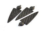 Black Triangle Pendant, 2 Oxidized Brass Black Textured Geometric Pendants With 1 Loop, Earrings, Findings (52x17x1.5mm) E238 S778