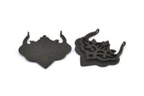 Black Ethnic Pendant, 2 Oxidized Brass Black Ethnic Pendants With 2 Loops (31x32x1.6mm) E249 S775