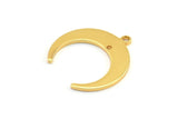 Gold Moon Charms, 6 Gold Plated Brass Crescent Moon Charms With 1 Hole And 1 Loop, Pendants, Earrings, Findings (18x19x7x1mm) E146