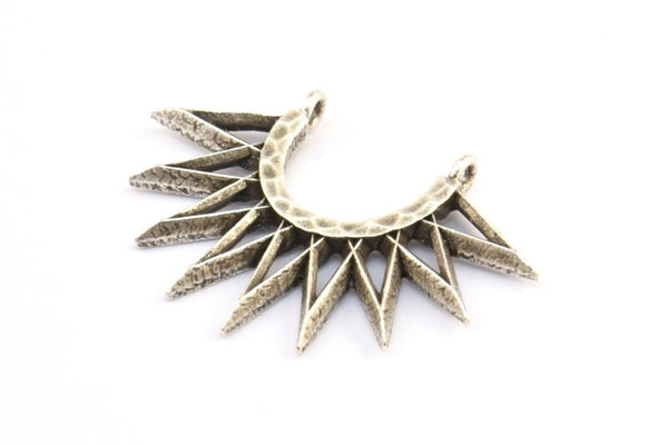 Gümüş Sunny Kolye, 2 Antik Gümüş Kaplama Pirinç Sunny Etnik Kolye, 2 Döngü, Bulgular, Tılsımlar (35x26x2,4 mm) E213 Q0677