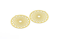 Pirinç Küpe Tılsımı, 1 Döngülü Kolye Ucuyla 6 Ham Pirinç Mandala Küpe Tılsımı, Bulgular (42 mm) E471