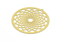 Pirinç Küpe Tılsımı, 1 Döngülü Kolye Ucuyla 6 Ham Pirinç Mandala Küpe Tılsımı, Bulgular (42 mm) E471