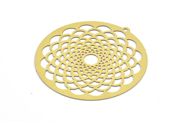 Pirinç Küpe Tılsımı, 1 Döngülü Kolye Ucuyla 6 Ham Pirinç Mandala Küpe Tılsımı, Bulgular (42 mm) E471
