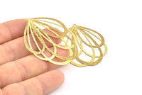 Brass Earring Charm ,6 Raw Brass Tribal Drop Shape Earring Charms With 1 Loop Pendants, Findings (47x38mm) E543