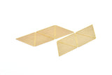 Brass Earring Charm ,6 Raw Brass Triangle Prism Earring Charms Pendants, Findings (77x27mm) E491