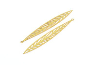 Brass Earring Charm ,10 Raw Brass Leaf Motif Earring Charms With 1 Loop Pendants, Findings (85x10mm) E476