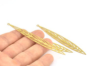 Brass Earring Charm ,10 Raw Brass Leaf Motif Earring Charms With 1 Loop Pendants, Findings (85x10mm) E476