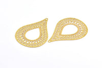 Brass Earring Charm ,4 Raw Brass Textured Drop Earring Charms With 1 Hole Pendants, Findings (64x46mm) E450