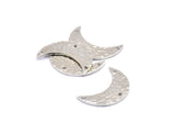 Hammered Moon Crescent Charm, 4 Silver Tone Plated Brass Hammered Moons with 3 Holes Pendant (25x9x1.2mm) N0386 H0465