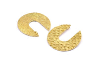 Brass Geometric Pendant, 2 Raw Brass Geometric Fish Scale Textured Pendants With 2 Loops, Charms, Earrings, Findings (32mm) E190