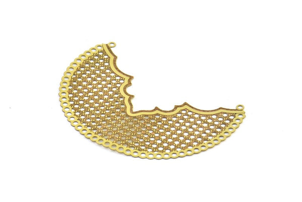 Brass Earring Charm ,2 Raw Brass Ethnic Motif Earring Charms With 2 Loops Pendants, Findings (66x20mm) E512