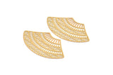 Brass Earring Charm ,6 Raw Brass Textured Ethnic Motif  Earring Charms Pendants, Findings (53x28mm) E430