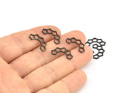 Black Honeycomb Charm, 25 Oxidized Brass Black Semi Honeycomb Charms (17x9.5x5x0.8mm) E049 S782