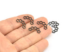 Black Honeycomb Charm, 25 Oxidized Brass Black Semi Honeycomb Charms (17x9.5x5x0.8mm) E049 S782