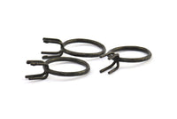 Claw Ring Setting, 2 Oxidized Brass Black Claw Ring Blanks With 4 Claws For Natural Stones N0102-17.5mm S1059