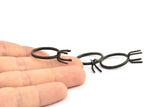 Claw Ring Setting, 2 Oxidized Brass Black Claw Ring Blanks With 4 Claws For Natural Stones N0210 S783