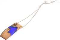 Resin&Wood Pendant,1 Blue Brown Geometric Pendant with 1 Hole, Findings (58x16x8mm) X091