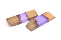 Resin&Wood Pendant,1 Purple Brown Geometric Pendant with 1 Hole, Findings (58x16x8mm) X094