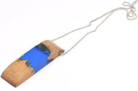 Resin&Wood Pendant,1 Blue Brown Geometric Pendant with 1 Hole, Findings (58x16x8mm) X096