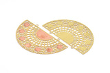 Brass Earring Charm ,6 Raw Brass Textured Half Moon Earring Charms With 2 Loops Pendants, Findings (58x31mm) E498