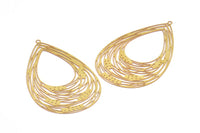 Brass Earring Charm ,4 Raw Brass Drop Motif Earring Charms Pendants With 1 Loop, Findings (57x35mm) E436