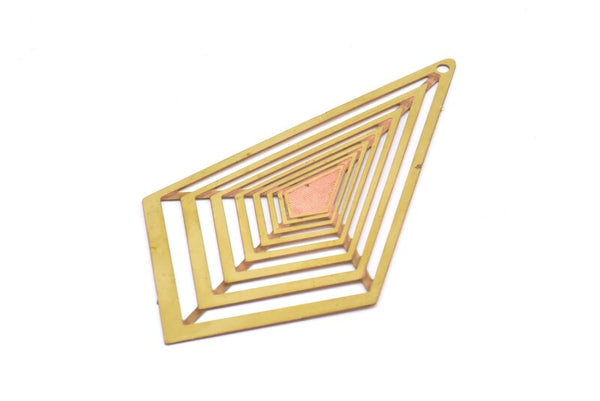 Pirinç Küpe Tılsımı, 1 Delikli Kolye Uçlu 6 Ham Pirinç Elmas Küpe Tılsımı, Bulgular (60x32mm) E421