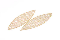 Brass Earring Charm , 4 Raw Brass Textured Marquise Earring Charms With 1 Loop Pendants, Findings (100x30mm) E487