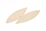 Brass Earring Charm , 4 Raw Brass Textured Marquise Earring Charms With 1 Loop Pendants, Findings (100x30mm) E487