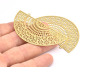 Brass Earring Charm ,4 Raw Brass Ethnic Motif Earring Charms With 2 Loops Pendants, Findings (64x33mm) E422