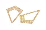 Brass Earring Charm ,4 Raw Brass Diamond Earring Charms With 1 Hole Pendants, Findings (57x36mm) E470