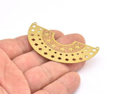 Brass Earring Charm ,4 Raw Brass Ethnic Motif Earring Charms With 2 Loop Pendants, Findings (63x23mm) E503