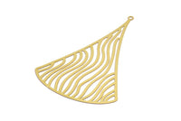 Brass Earring Charm ,4 Raw Brass Ethnic Motif Earring Charms With 1 Loop Pendants, Findings (78x52mm) E522