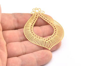 Brass Earring Charm ,4 Raw Brass Ethnic Motif Earring Charms With 1 Hole Pendants, Findings (62x45mm) E434