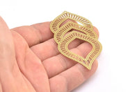 Brass Earring Charm ,4 Raw Brass Ethnic Motif Earring Charms With 1 Loop Pendants, Findings (82x40mm) E495