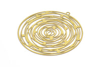 Brass Earring Charm , 4 Raw Brass Ethnic Motif Earring With 1 Loop Charms, Findings (50mm) E513