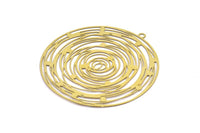 Brass Earring Charm , 4 Raw Brass Ethnic Motif Earring With 1 Loop Charms, Findings (50mm) E513