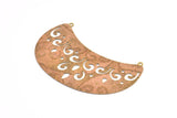 Brass Earring Charm 4 Raw Brass Ethnic Motif Earring Charms With 2 Holes Pendants, Findings (63x30mm) E511