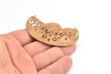 Brass Earring Charm 4 Raw Brass Ethnic Motif Earring Charms With 2 Holes Pendants, Findings (63x30mm) E511