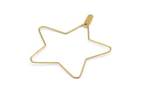 Brass Star Earring, 24 Raw Brass Wire Star Earring Charms With 2 Loops, Pendants, Findings (45x40x0.7mm) E558