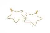 Brass Star Earring, 24 Raw Brass Wire Star Earring Charms With 2 Loops, Pendants, Findings (45x40x0.7mm) E558