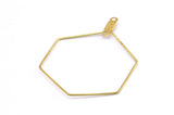 Brass Hexagon Earring, 50 Raw Brass Wire Hexagon Earring Charms With 2 Loops, Pendants, Findings (30x0.7mm) E559