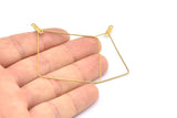Brass Square Earring, 24 Raw Brass Wire Square Earring Charms With 2 Loops, Pendants, Findings (40x0.7mm) E595