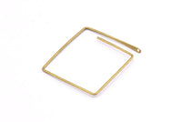 Brass Square Earring, 10 Raw Brass Wire Square Earring Charms With 1 Hole, Pendants, Findings (30x1mm) E548