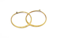 Brass Round Earring, 6 Raw Brass Round Earring Charms With 1 Loop and 3 Holes , Pendants, Findings (50mm) E545