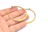 Brass Round Earring, 6 Raw Brass Round Earring Charms With 1 Loop and 3 Holes , Pendants, Findings (50mm) E545