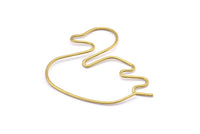Brass Duck Earring, 4 Raw Brass Wire Duck Earring Charms, Pendants, Findings (40x36x1mm) E552